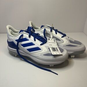8.5 womens Adidas softball Adizero Pure Hustle 3 white-blue IG7129
